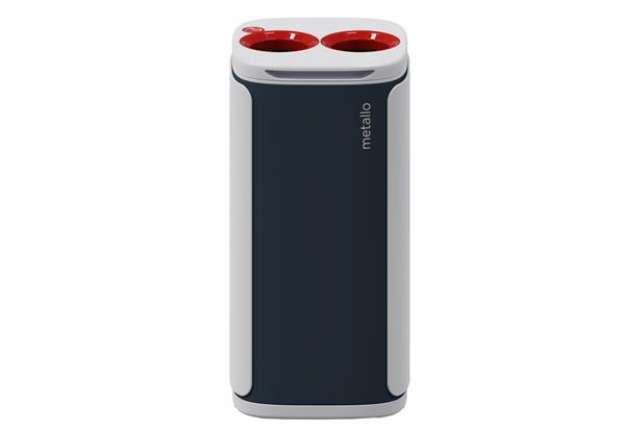 Immagine di Cestino gettacarte Wastee - per raccolta differenziata - 60 L - Rosso/metallo - Kobra
