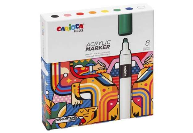 Immagine di Marcatore acrilico - colori assortiti - Carioca Plus - conf. 8 pezzi