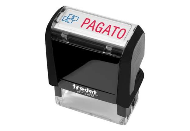 Immagine di Timbro Printy 4912 Office Eco - autoinchiostrante - PAGATO - 47 x 18 mm - nero  - Trodat