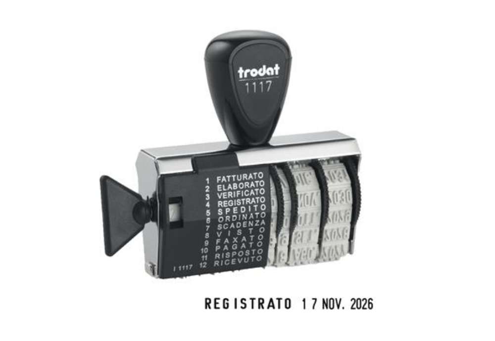 Immagine di Timbro Datario + Polinomio 1117/DB11 - manuale - 4 mm - Trodat