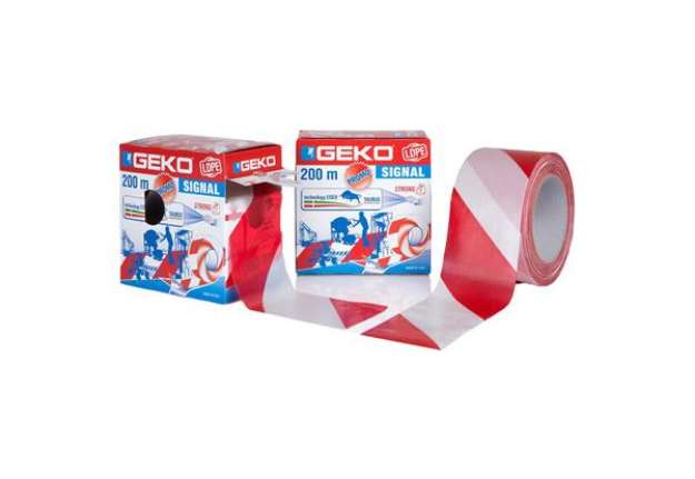Immagine di Nastro segnaletico SIGNAL - 70 mm x 200 m - bianco/rosso - Geko