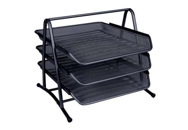 Immagine di Set 3 Vaschette portadocumenti Q-Connect 27,8x27,5x35 cm nero KF00823