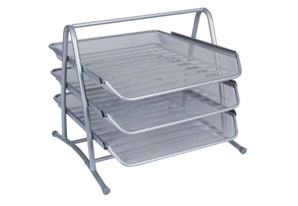 Immagine di Set 3 Vaschette portadocumenti Q-Connect 27,8x27,5x35 cm silver KF00822