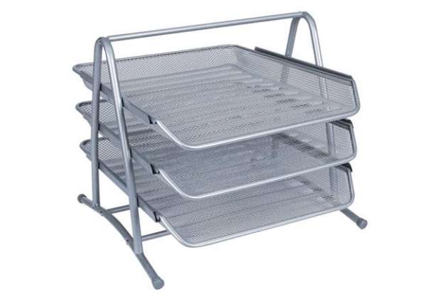 Immagine di Set 3 Vaschette portadocumenti Q-Connect 27,8x27,5x35 cm silver KF00822