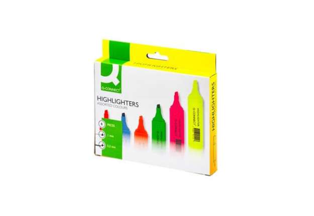 Immagine di Evidenziatori Q-Connect 1,5-5 mm assortiti astuccio da 6 colori - KF01909