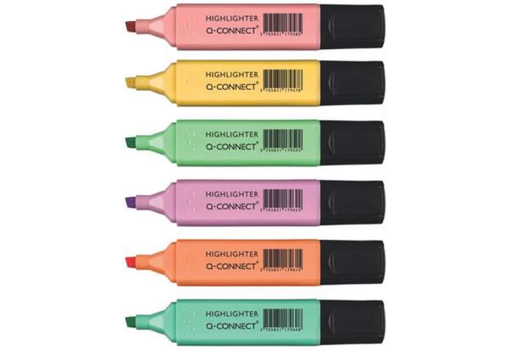 Immagine di Evidenziatori Pastel Q-Connect 1,5-5 mm assortiti conf. 6 pezzi - KF17963