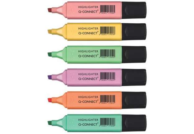 Immagine di Evidenziatori Pastel Q-Connect 1,5-5 mm assortiti conf. 6 pezzi - KF17963