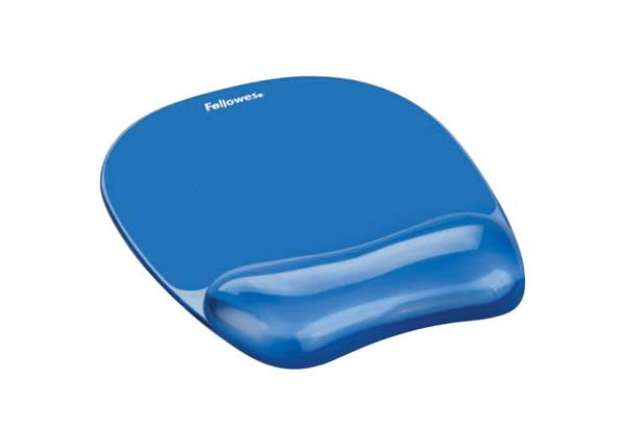 Immagine di Tappetino mouse con poggiapolsi FELLOWES Crystal™ Gel blu trasparente 20,2 x 23,5 x 2,5 cm - 9114120