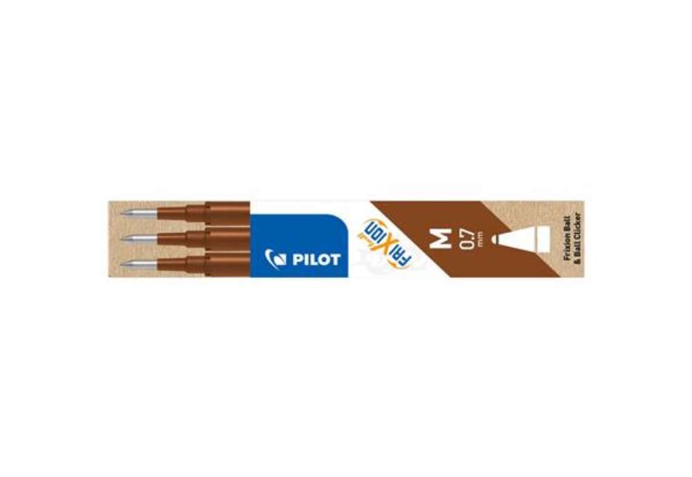 Immagine di Refill penne a sfera Pilot Frixion Ball e Clicker 0,7 mm set 3 pezzi marrone - 006609