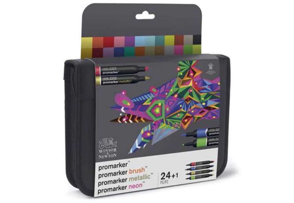 Immagine di Astuccio pennarelli Winsor&Newton Promarker doppia punta fine-larga - assortiti - conf. 24 pezzi - 0