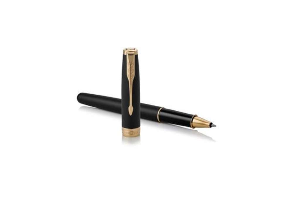 Immagine di Penna roller Parker Sonnet punta F inchiostro nero Parker Matte Black GT 1931518