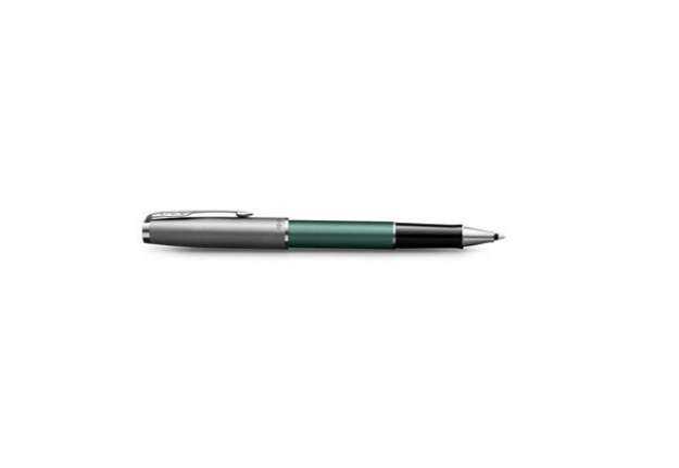 Immagine di Penna roller Parker Sonnet Sand Blasted Metal CT punta F inchiostro nero Green/Black - 2169364
