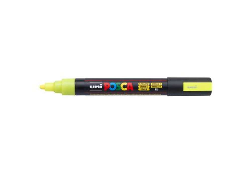 Immagine di Marcatore a tempera Posca Uni-Ball punta tonda 1,8-2,5 mm giallo fluo M PC5M GF
