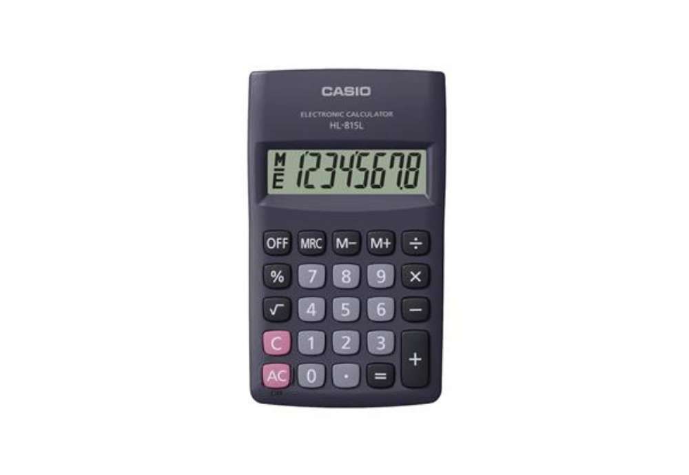 Immagine di Calcolatrice tascabile ad 8 cifre Casio con cover in plastica blu HL-815L-BK-W-GP