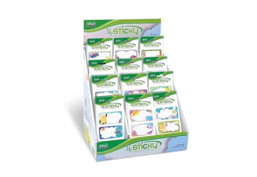 Immagine di Espositore 120 buste da 6 etichette scuola Niji - fantasie assortite - A904