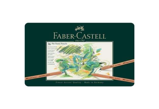 Immagine di Astuccio in metallo matite Faber- Castell Pitt Pastel - colori assortiti - conf. 36 pezzi - 112136