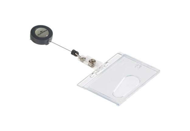 Immagine di Portabadge Durable chiuso con chiocciola yo-yo per 1 tessera 54x87 mm - conf. 10 pz - 8012-19