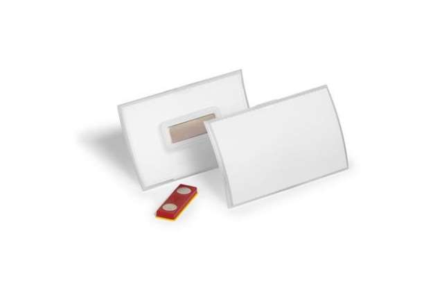 Immagine di Portanome Durable Click Fold 54x90 mm in PPL trasparente con magnete e guida antirotazione - 8260-19