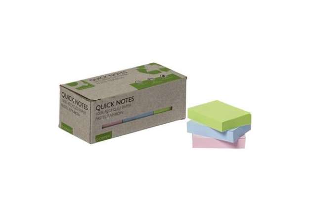 Immagine di Foglietti riposizionabili riciclati Q-Connect 38x51 mm assortiti pastello - conf. 12 blocchetti da 1