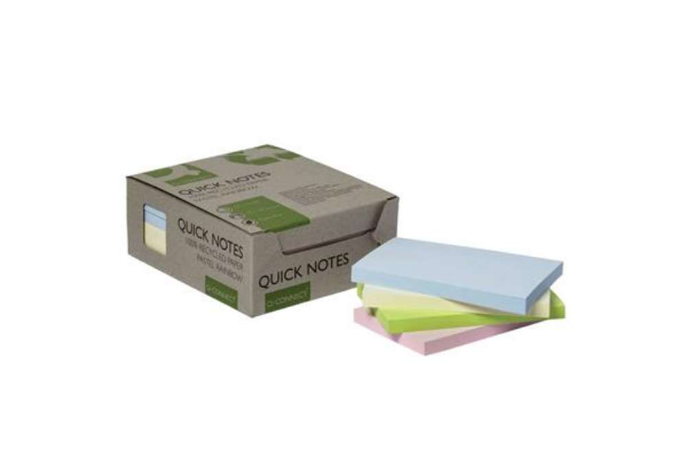 Immagine di Foglietti riposizionabili riciclati Q-Connect 127x76 mm assortiti pastello - conf. 12 blocchetti da