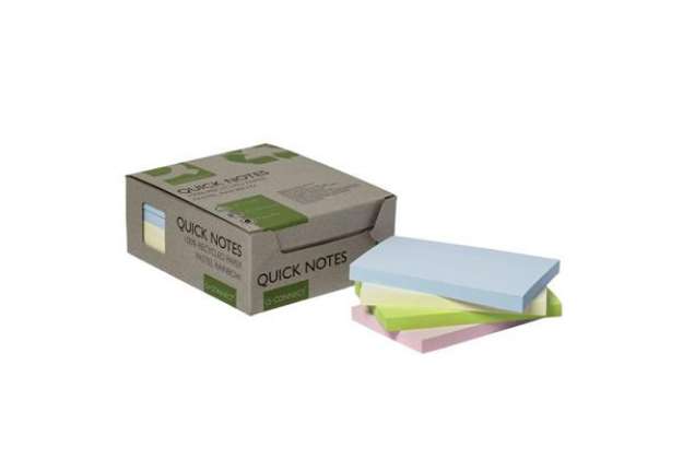 Immagine di Foglietti riposizionabili riciclati Q-Connect 127x76 mm assortiti pastello - conf. 12 blocchetti da