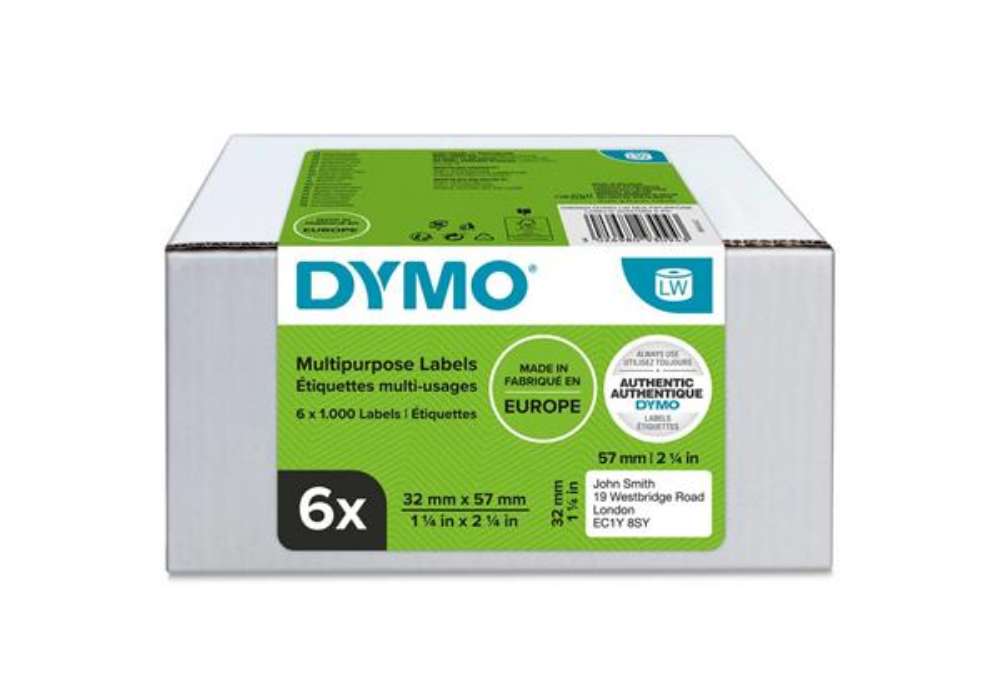 Immagine di Etichette multiuso DYMO LW bianche conf. 6 pezzi da 1000 etichette 57x32 mm - 2093094