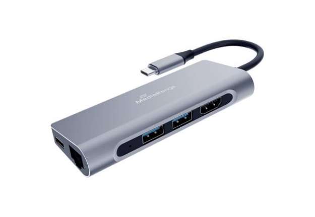 Immagine di Adattatore multiplo Media-Range USB Type-C® 7-in-1 argento MRCS510