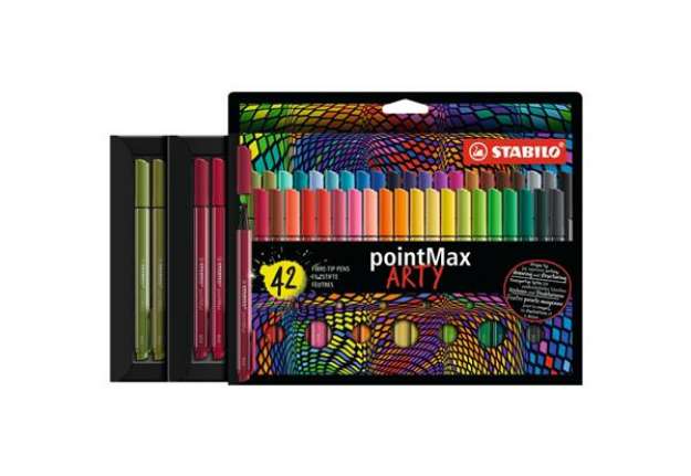 Immagine di Pennarello Stabilo Point Max fineliner - punta nylon - colori assortiti - astuccio da 42 pezzi - 488