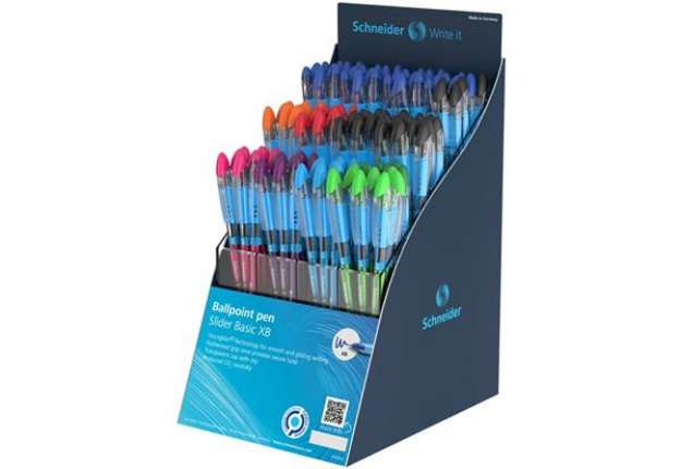 Immagine di Espositore 120 penne a sfera con cappuccio Schneider Slider Basic XB colori assortiti - P304102