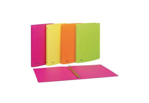 Immagine di Raccoglitore a 4 anelli in PPL Neon D 15 - 22x30 cm - conf. da 20 pezzi in colori assortiti fluo - 4
