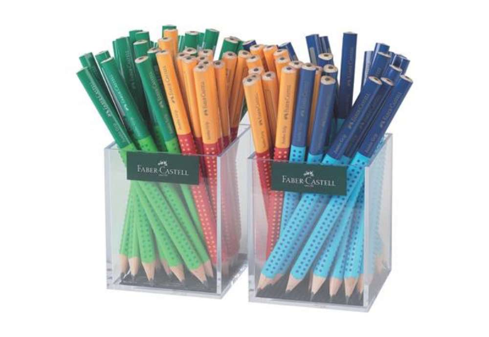 Immagine di Barattoli da banco Faber-Castell Jumbo greep two tone in grafite - conf. 72 pz colori fusto assortit