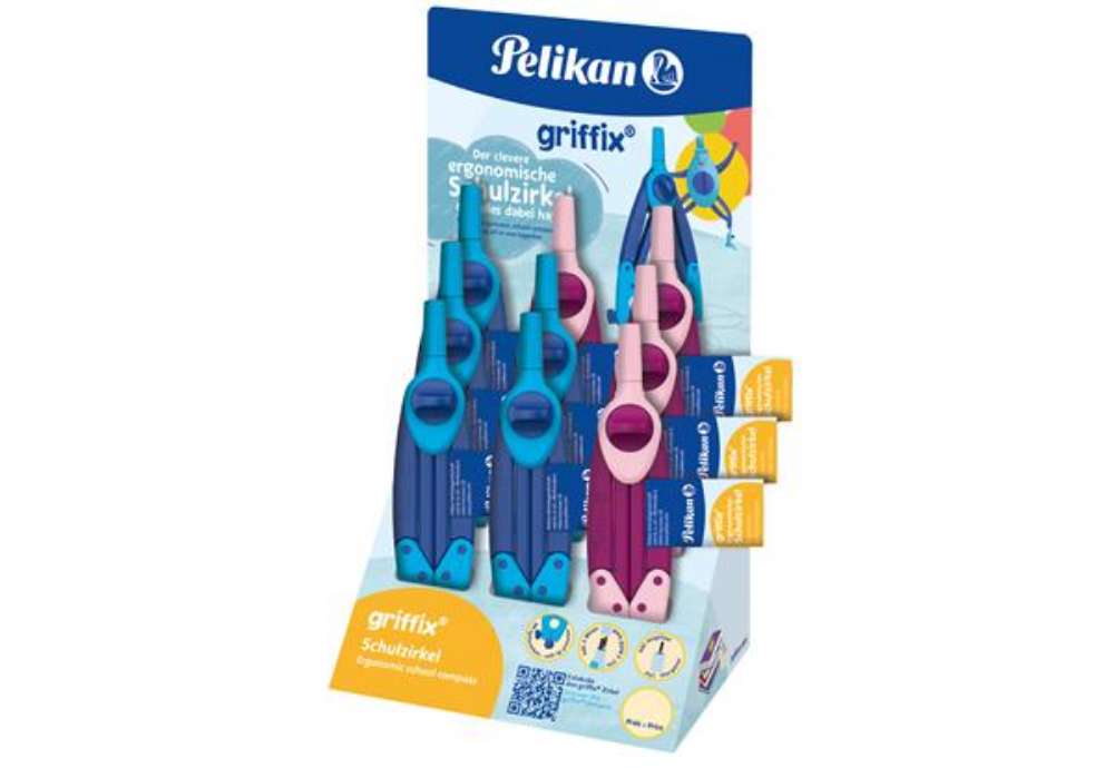 Immagine di Compasso Griffix - colori assortiti - Pelikan - expo 9 pezzi
