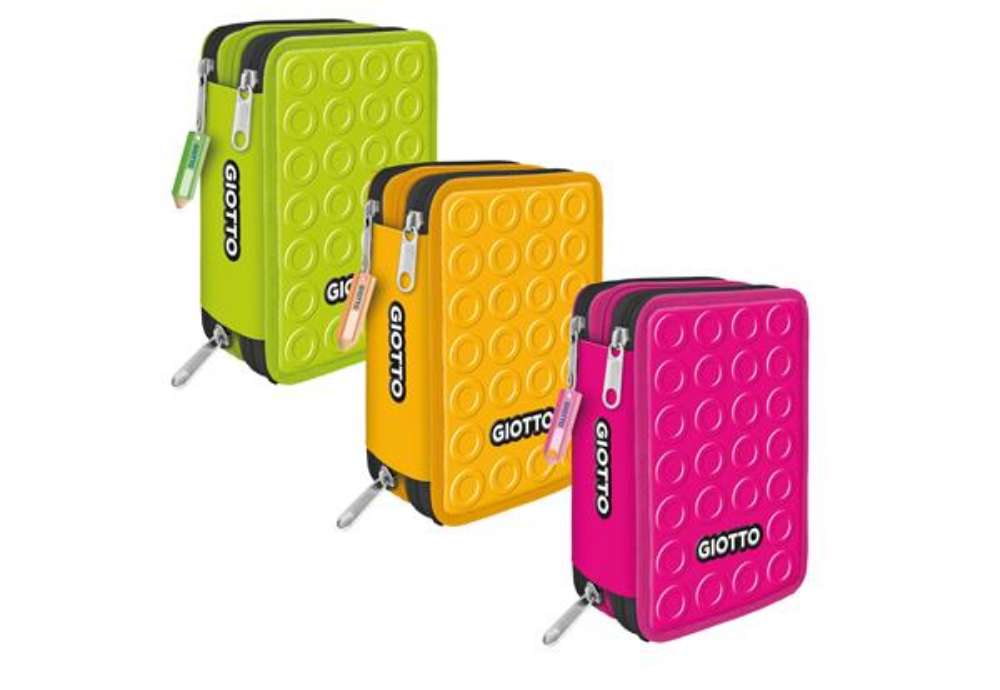 Immagine di Astuccio 3 zip collezione Stilnovo - 19,5 x 7,5 x 12,9 cm - PL- colori neon assortiti - Giotto