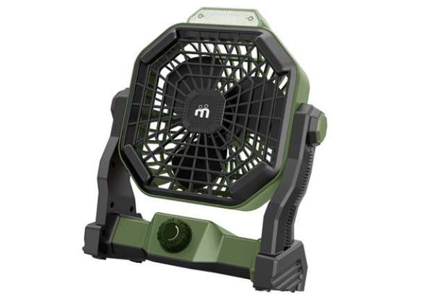 Immagine di Ventilatore portatile - da campeggio - con luce LED - diametro 12 cm - 25,5 x 21 x 11,5 cm - Melchio