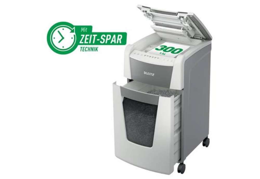 Immagine di Distruggidocumenti automatico Leitz Office 300 P4 - taglio a frammenti P-4 4 x 30 mm - 60 L - 801500
