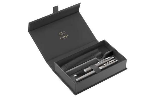 Immagine di Gift Set IM Stainless Steel Edition CT - sfera + stilografica - punta media - acciaio - Parker