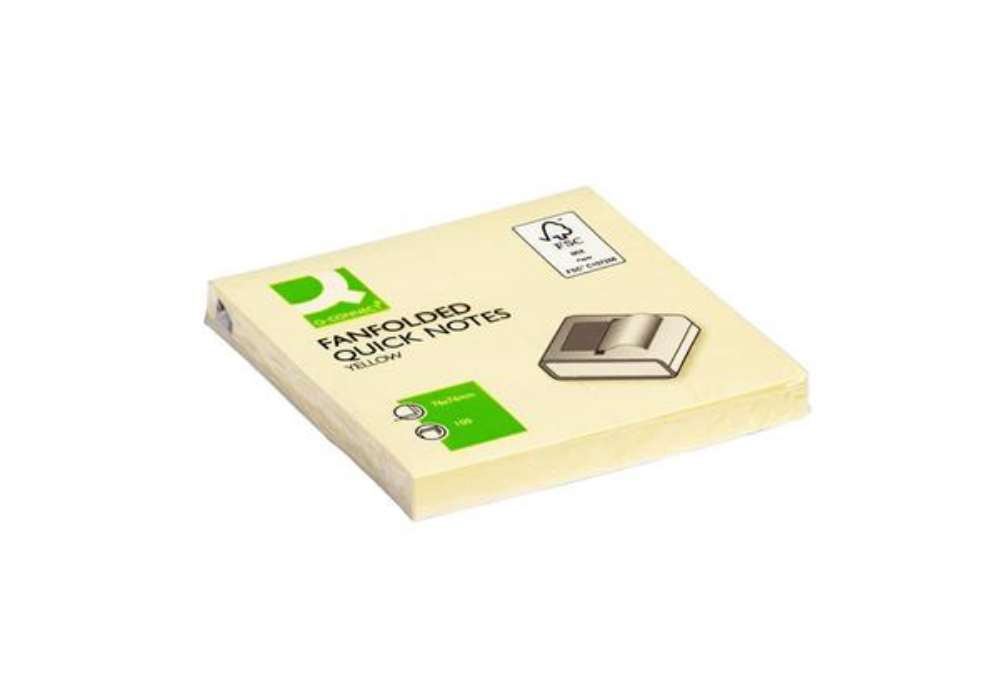 Immagine di Foglietti riposizionabili a fisarmonica Q-Connect Z-Quick Notes 70 g/m² giallo 76x76 mm 12 bloc. da