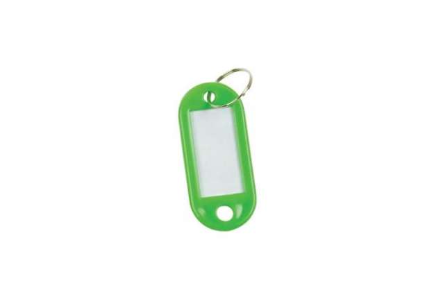 Immagine di Targhetta portachiavi Q-Connect standard in plastica 5x2,2 cm verde Confezione da 10 pezzi - KF10871