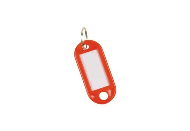 Immagine di Targhetta portachiavi Q-Connect standard in plastica 5x2,2 cm rosso Confezione da 10 pezzi - KF10870