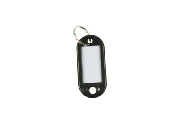 Immagine di Targhetta portachiavi Q-Connect standard in plastica 5x2,2 cm nero Confezione da 10 pezzi - KF10875