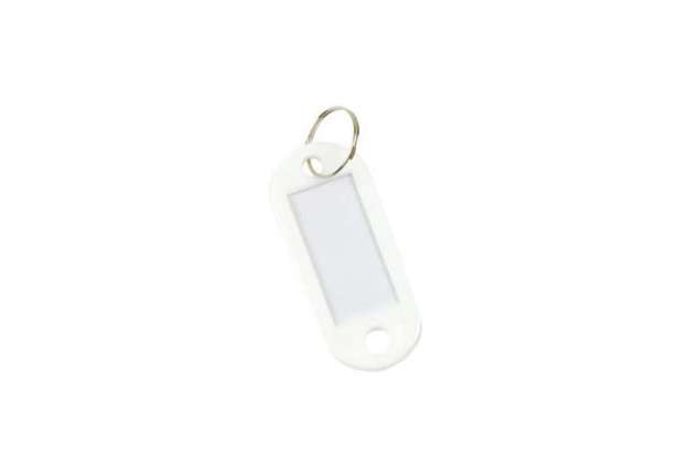 Immagine di Targhetta portachiavi Q-Connect standard in plastica 5x2,2 cm bianco Confezione da 10 pezzi - KF1087