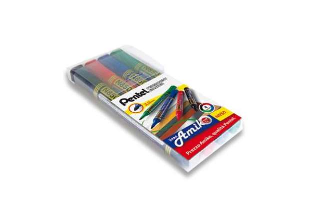 Immagine di Marcatore permanente Pentel N850 punta conica 4,5 mm assortiti 4 pezzi - 0100861