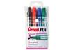 Immagine di Marcatore permanente Pentel N60 con punta a scalpello 3,9/5,7 mm assortiti 4 pezzi - 0050504