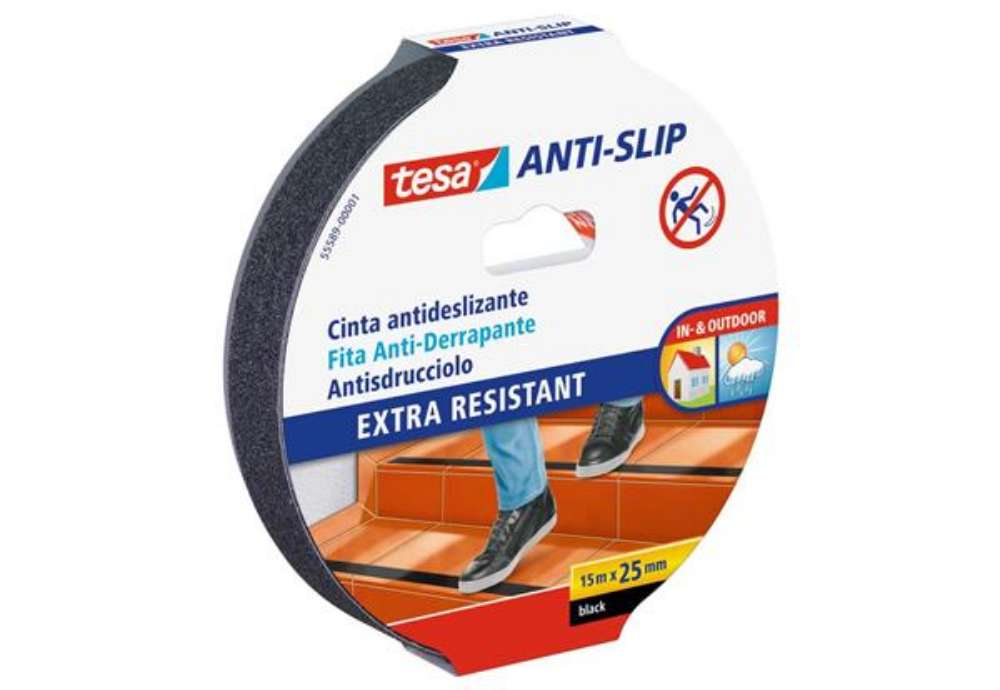 Immagine di Nastro antiscivolo tesa extra forte a strappo manuale 25 mm x 15 m nero 55589-00001-11