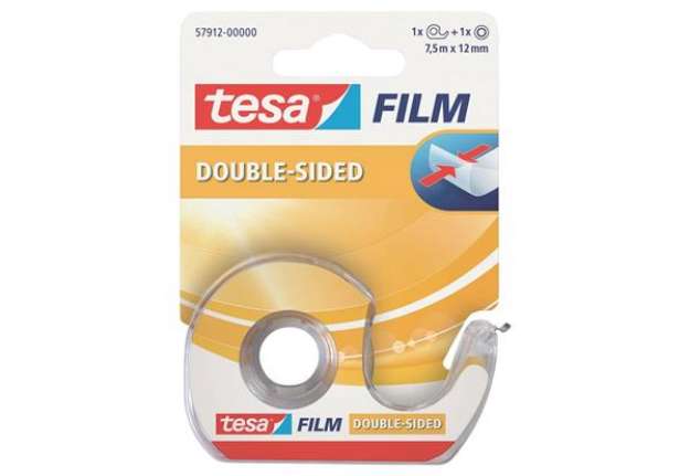Immagine di Nastro biadesivo tesa tesafilm® 12 mm x 7,5 m in chiocciola con lama in metallo trasparente - 57912-