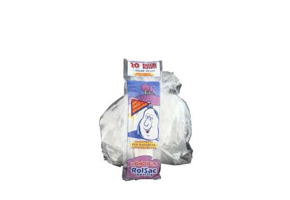 Immagine di Sacchi immondizia per rifiuti inorganici Rolsac 27 L 50x60 cm - 16 µm trasparente - rotolo da 20 pez