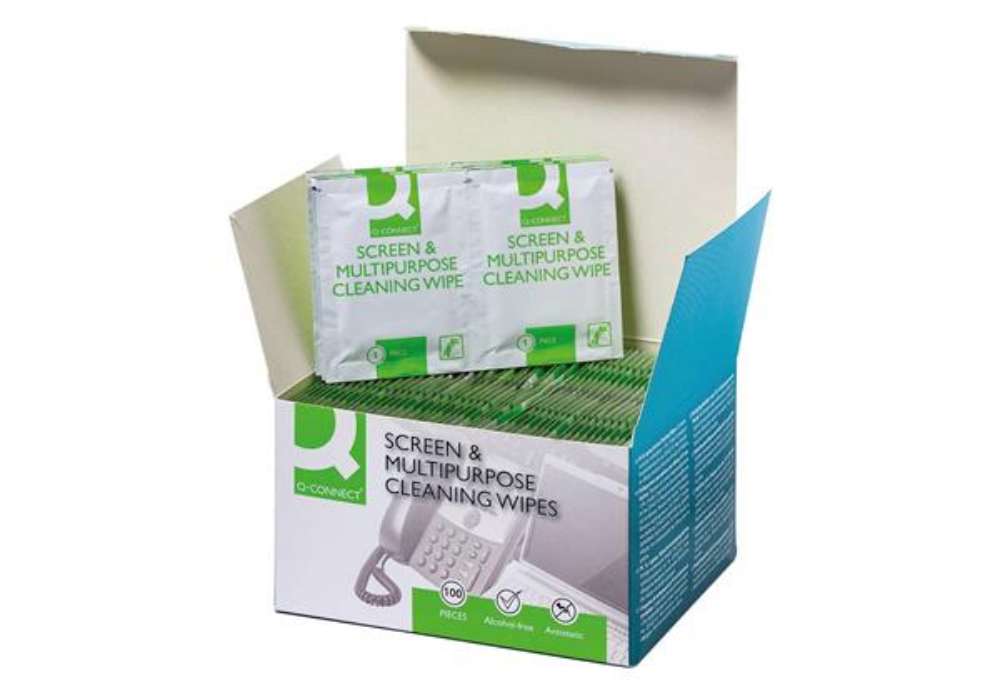 Immagine di Salviette di pulizia multiuso Q-Connect senza alcool conf. da 60 bustine singole - KF04503