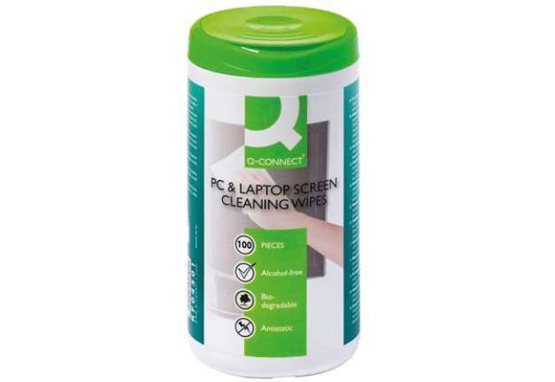 Immagine di Salviette di pulizia schermi Q-Connect TFT+LCD senza alcool barattolo da 100 - KF04501A