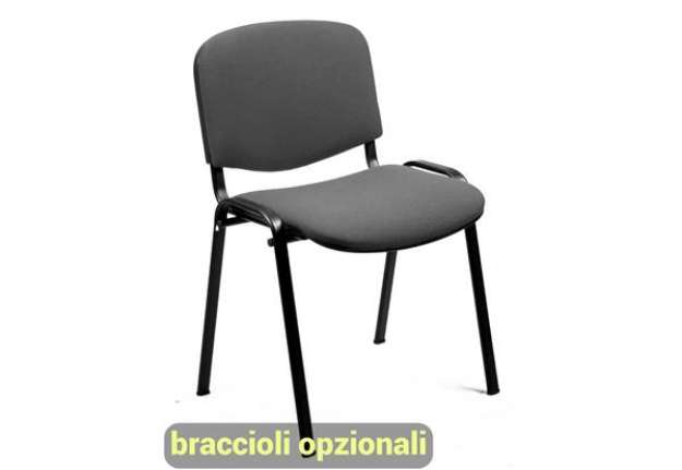 Immagine di Sedia visitatore 4 gambe Unisit Dado D5S acciaio nero - rivestimento Eco - grigio chiaro - conf. 4 p