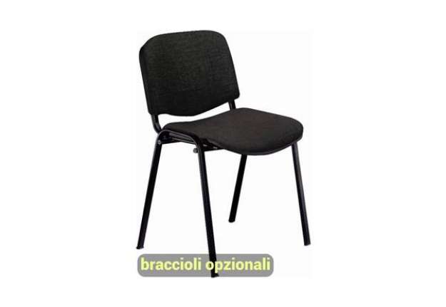 Immagine di Sedia visitatore 4 gambe Unisit Dado D5S acciaio nero - rivestimento Eco - nero - conf. 4 pezzi - D5
